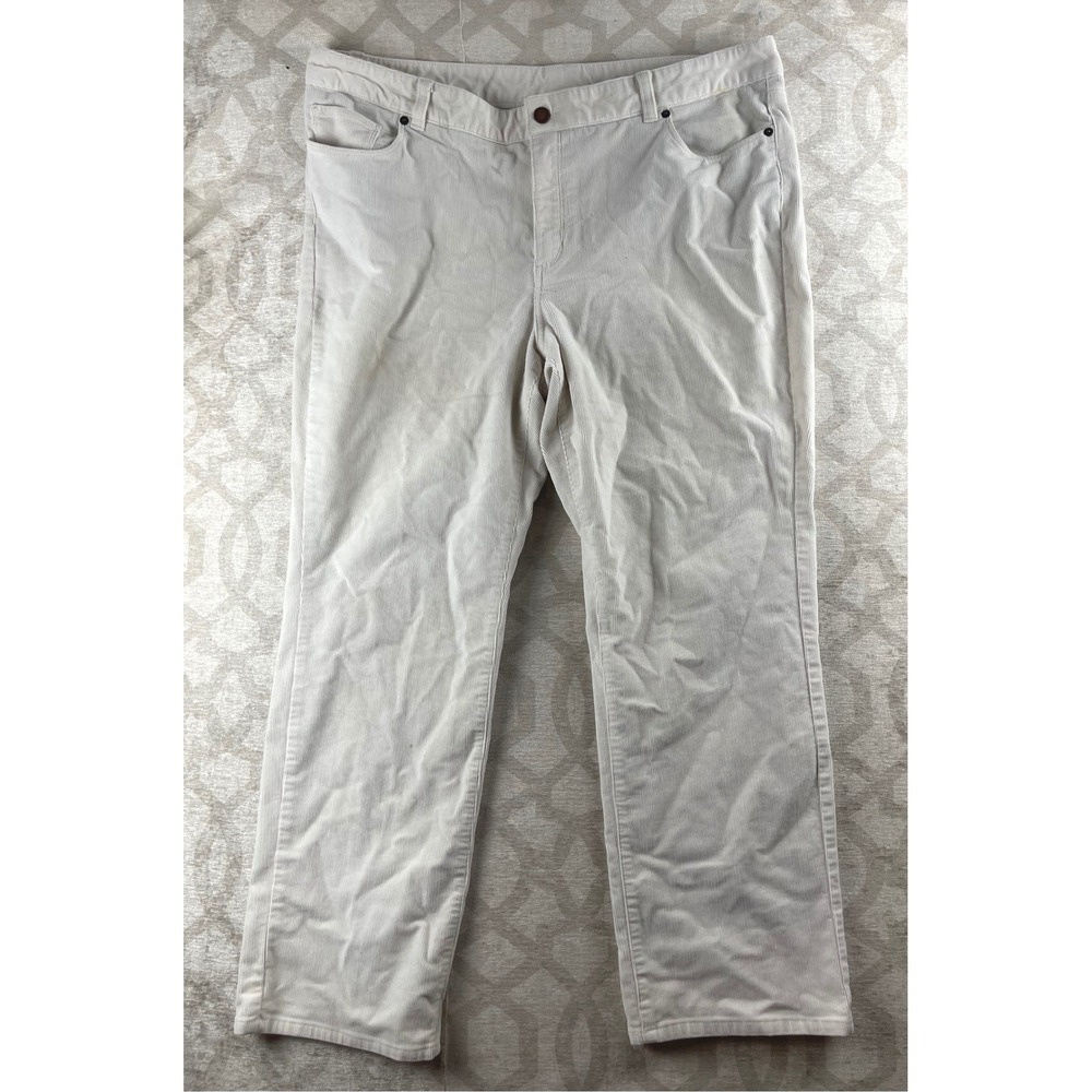 LL Bean Favorite Fit Women 20 Pet Cream Stretch Corduroy Straight Leg Pants
